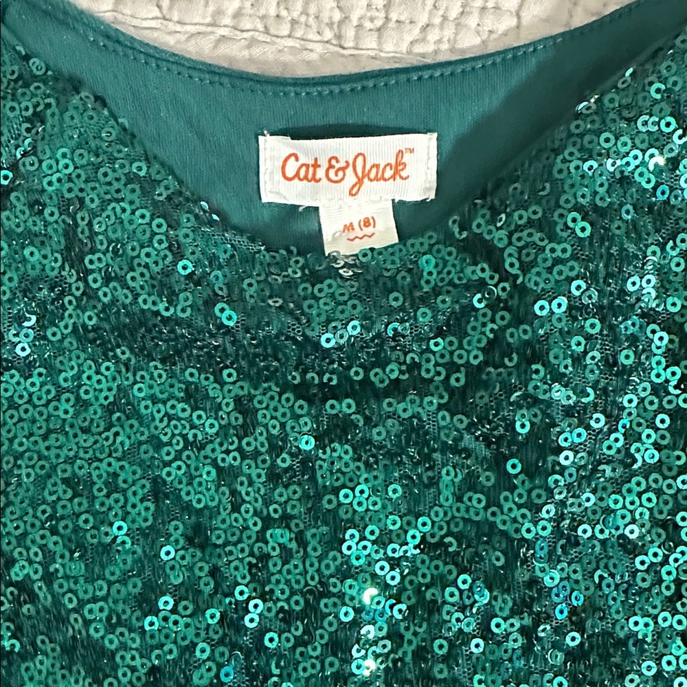 Cat & Jack Shimmering Teal Sequin Top